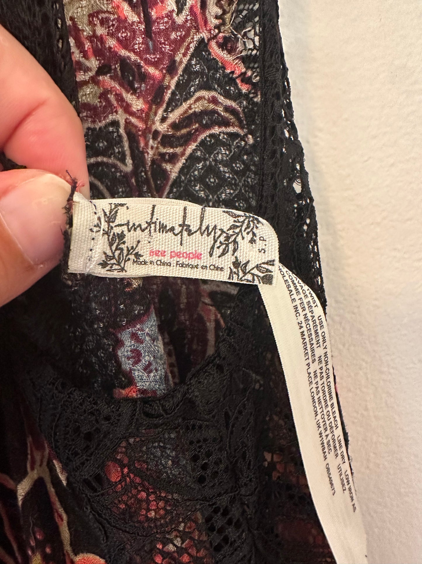 Free People Marsha Floral Lace Black Mini Dress - Size Small