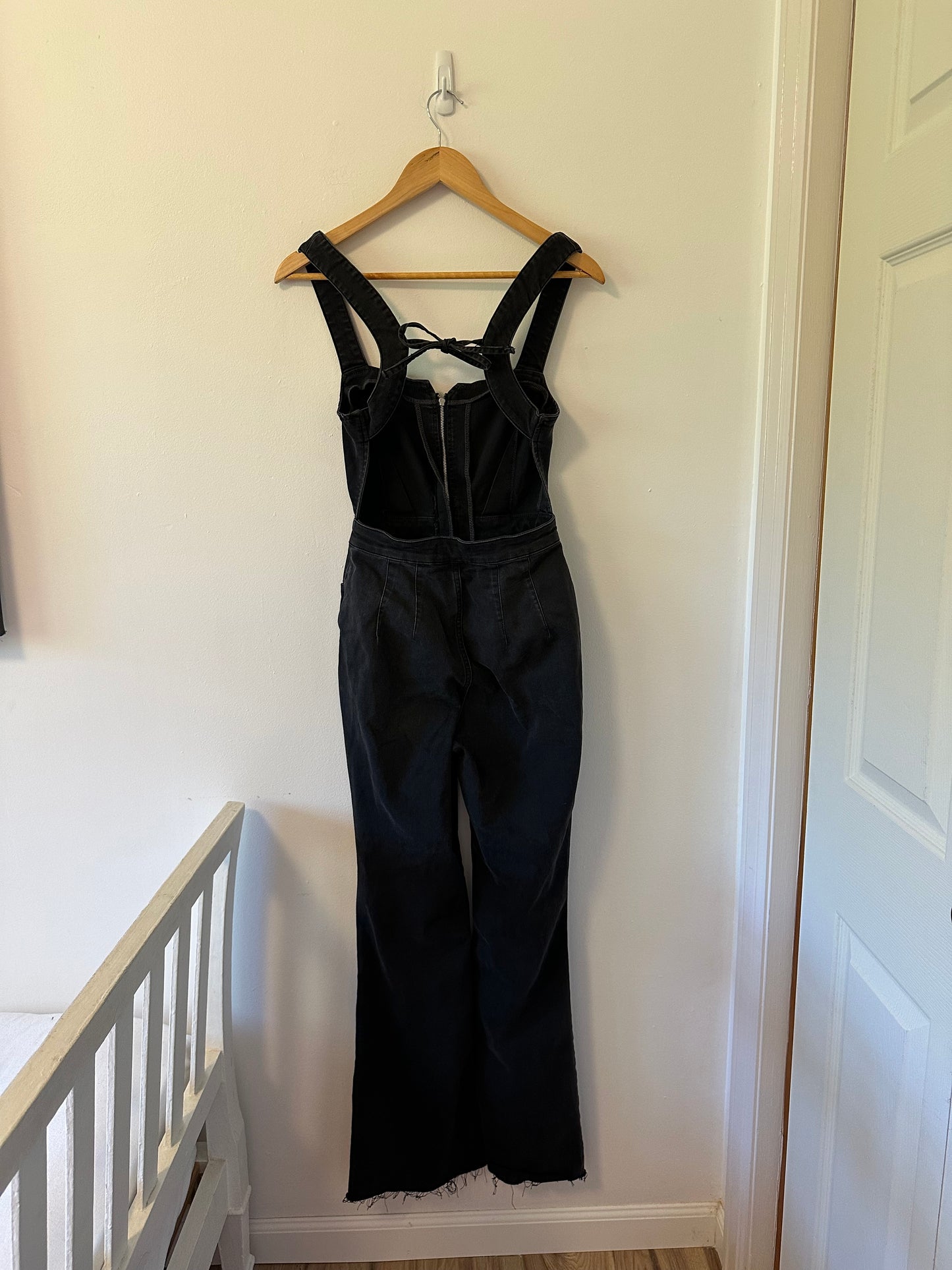 We The Free - Free People CRVY Black Open-Back Flare Leg Jumpsuit | Size 4
