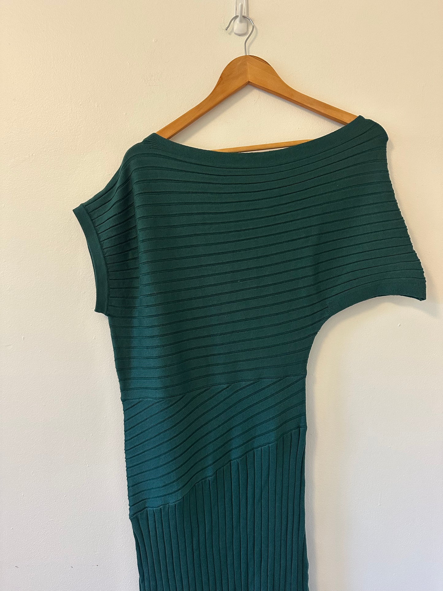 Adeline Clothing Marble - NWT Get Close Ribbed Dress in Dark Green | Size Medium