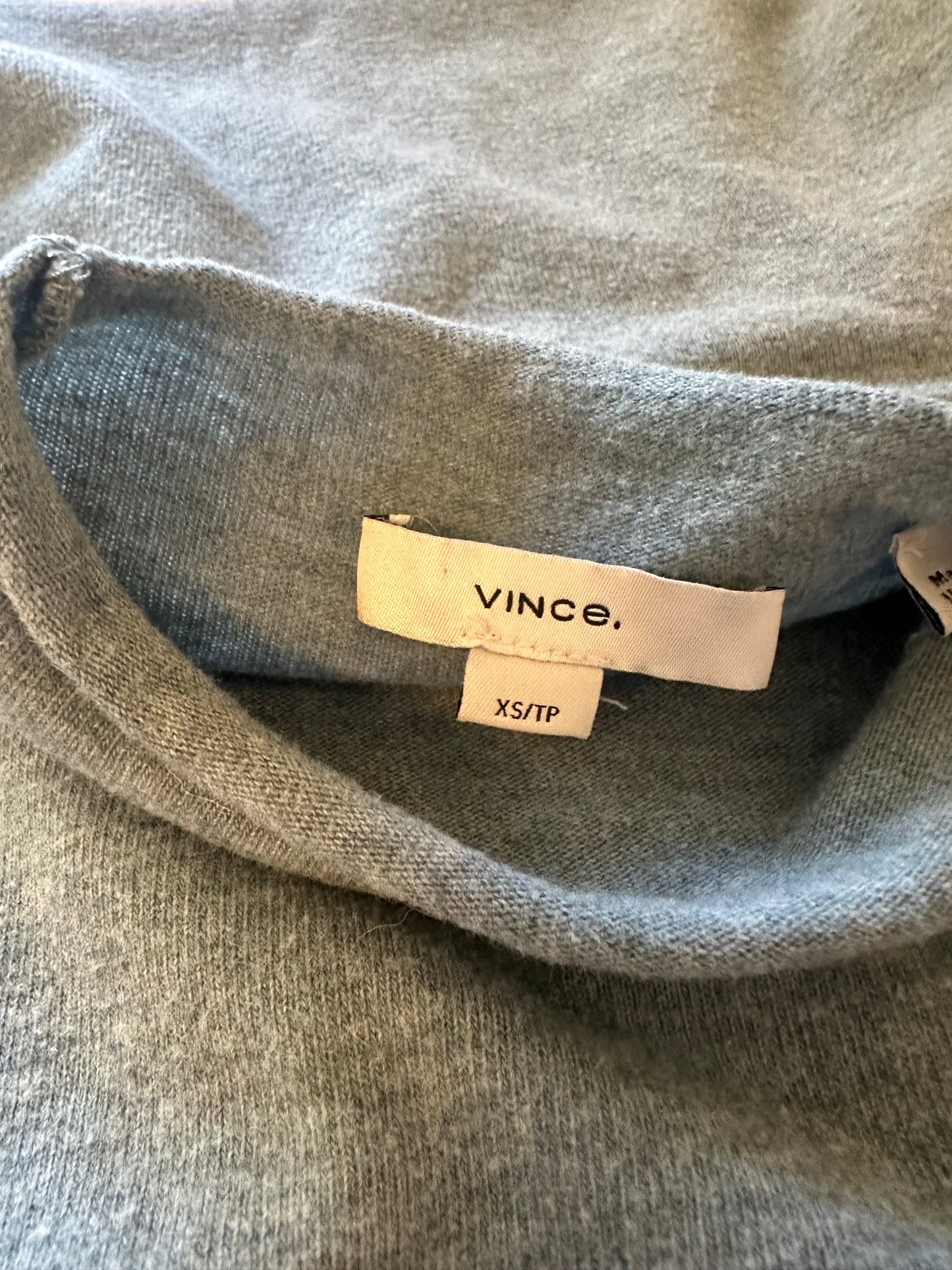 Vince Teal Green Mock Neck Cotton Blend Turtleneck Sweater | Size XS