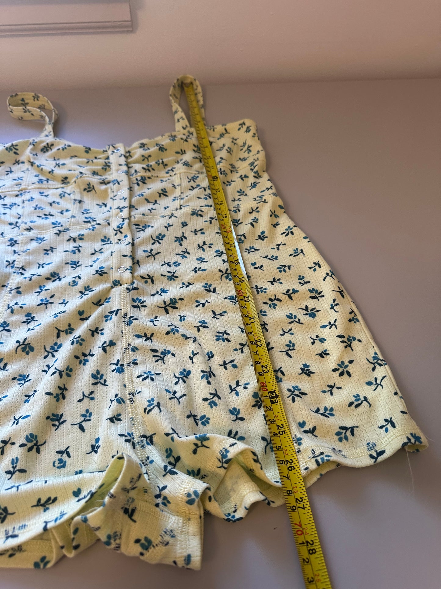 Anthropologie Yellow Floral Women's Pointelle Romper | Size Small