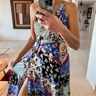 Yumi Kim "Kat" Maxi Flower Print Silk Dress - Size Large