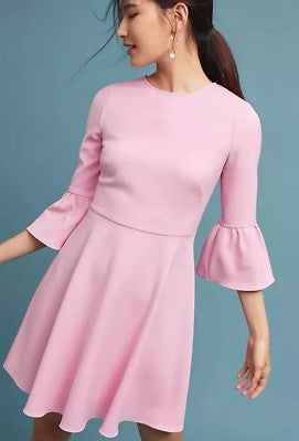 NWT Shoshanna Burbank Bell Sleeve Fit and Flare Bubblegum Pink Dress