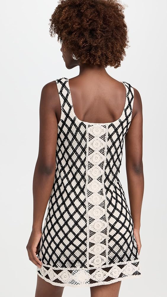 Z Supply Playa Dress in Black and Cream Crochet - Size Medium