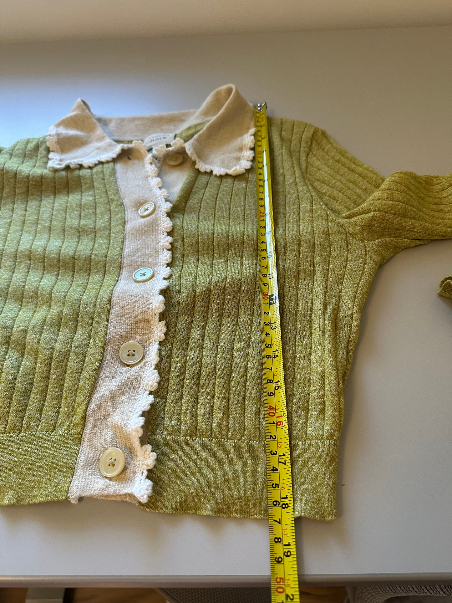 Cassi Namoda X J.Crew Limited Edition Collared Ribbed Sweater in Green | Size Large