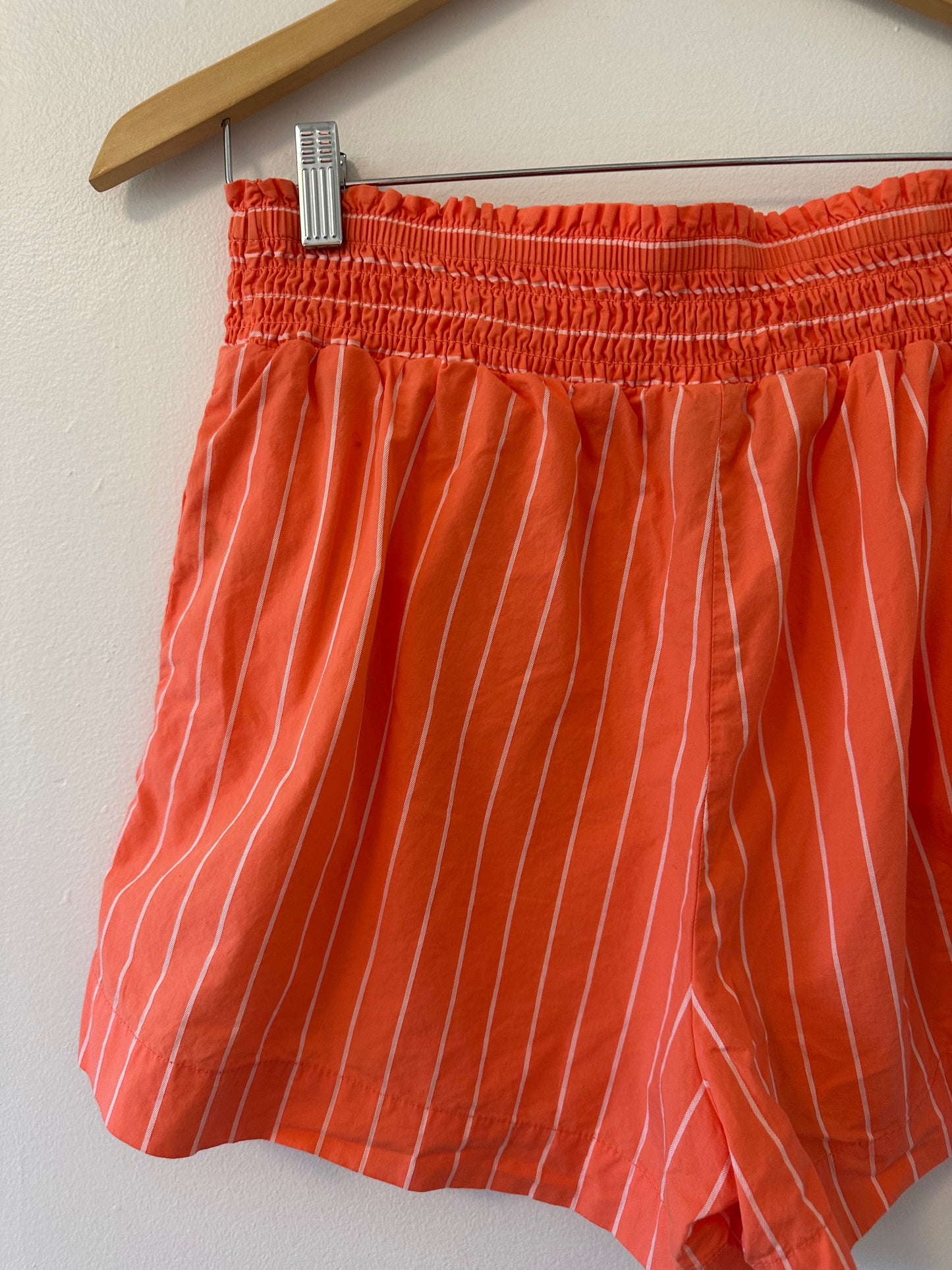 a new day Women's High Waist Coral Striped Shorts - Size Medium