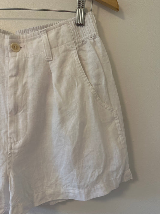 Madewell White Linen Shorts with Pleats and Elastic Waist - Size 4