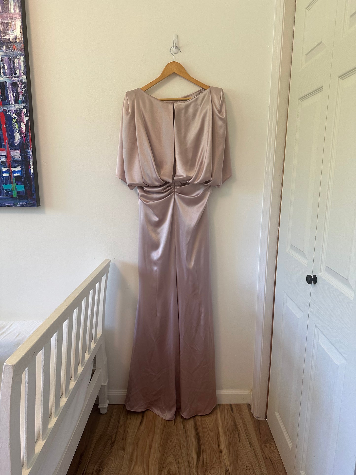 Talbot Runhof Bateau Neck Satin Floor Length Gown in Lilac - Size 12