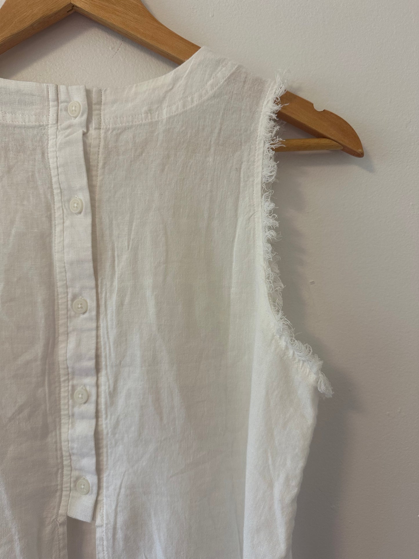 NWT Thread & Supply White Sleeveless Linen Button Back Top - Size Medium