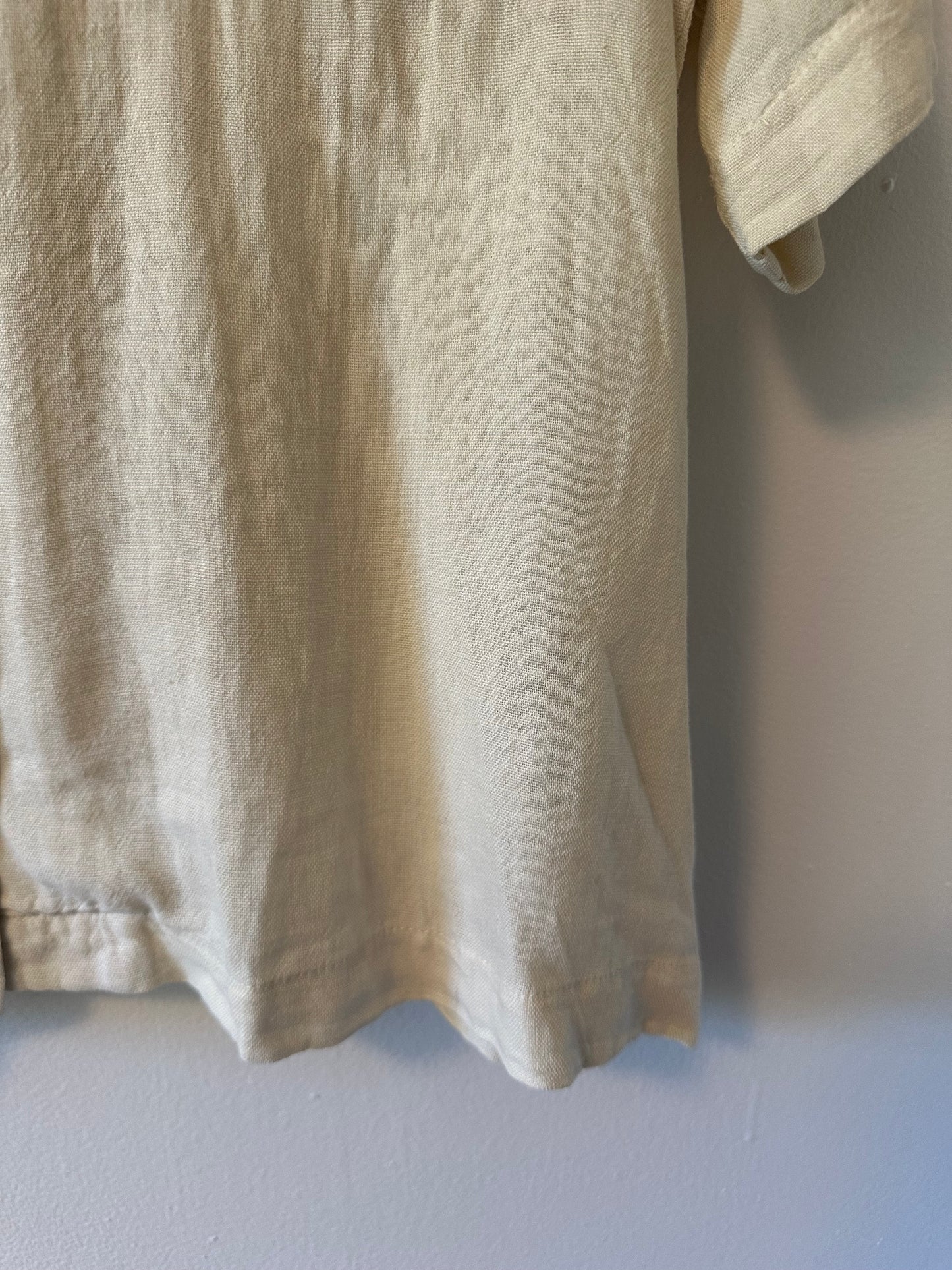 Thread & Supply Off-White Collared Linen Blend Shirt | Size Medium