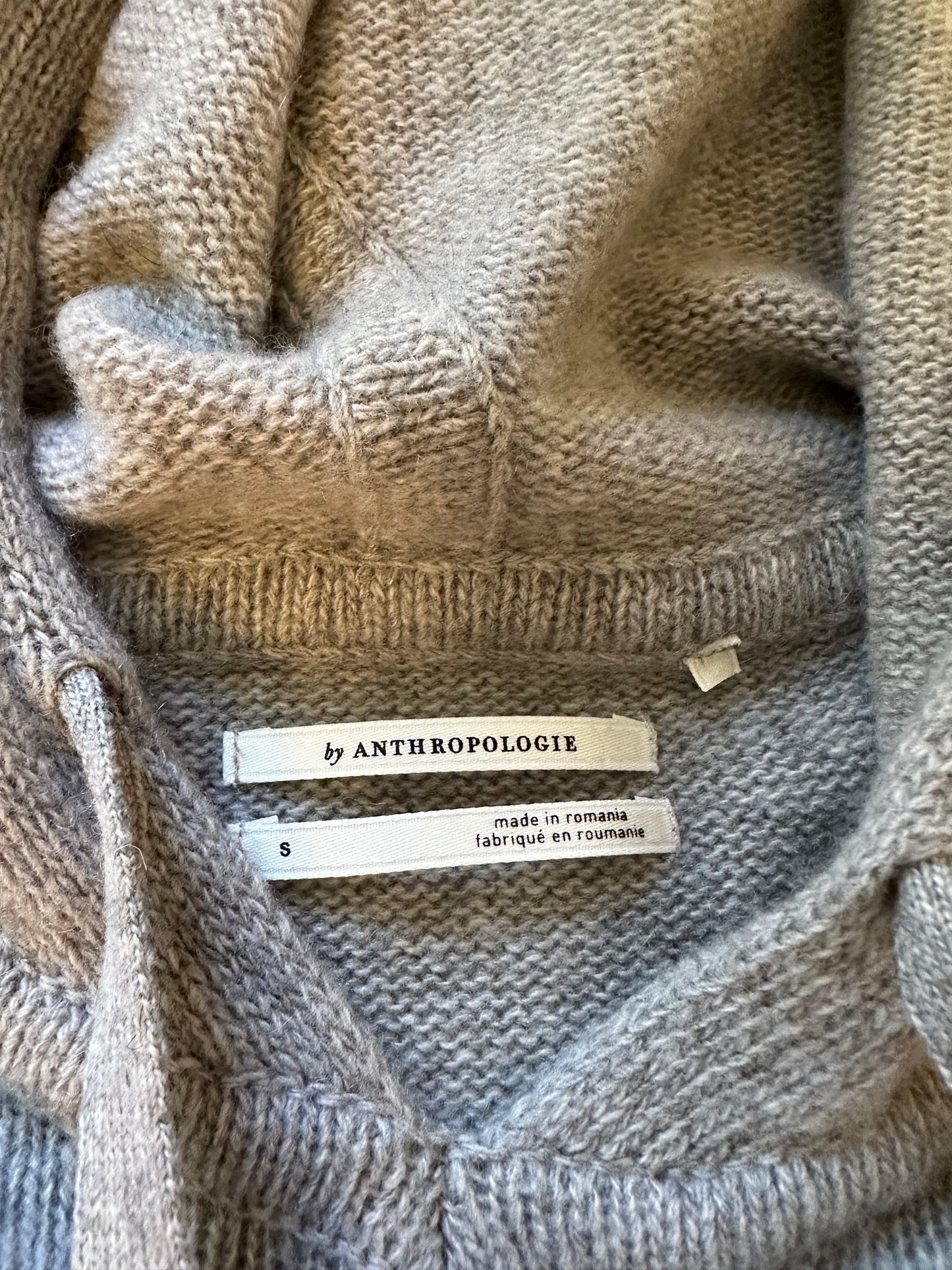 Anthropologie Cashmere Gray Knit Hoodie Sweater | Size Small