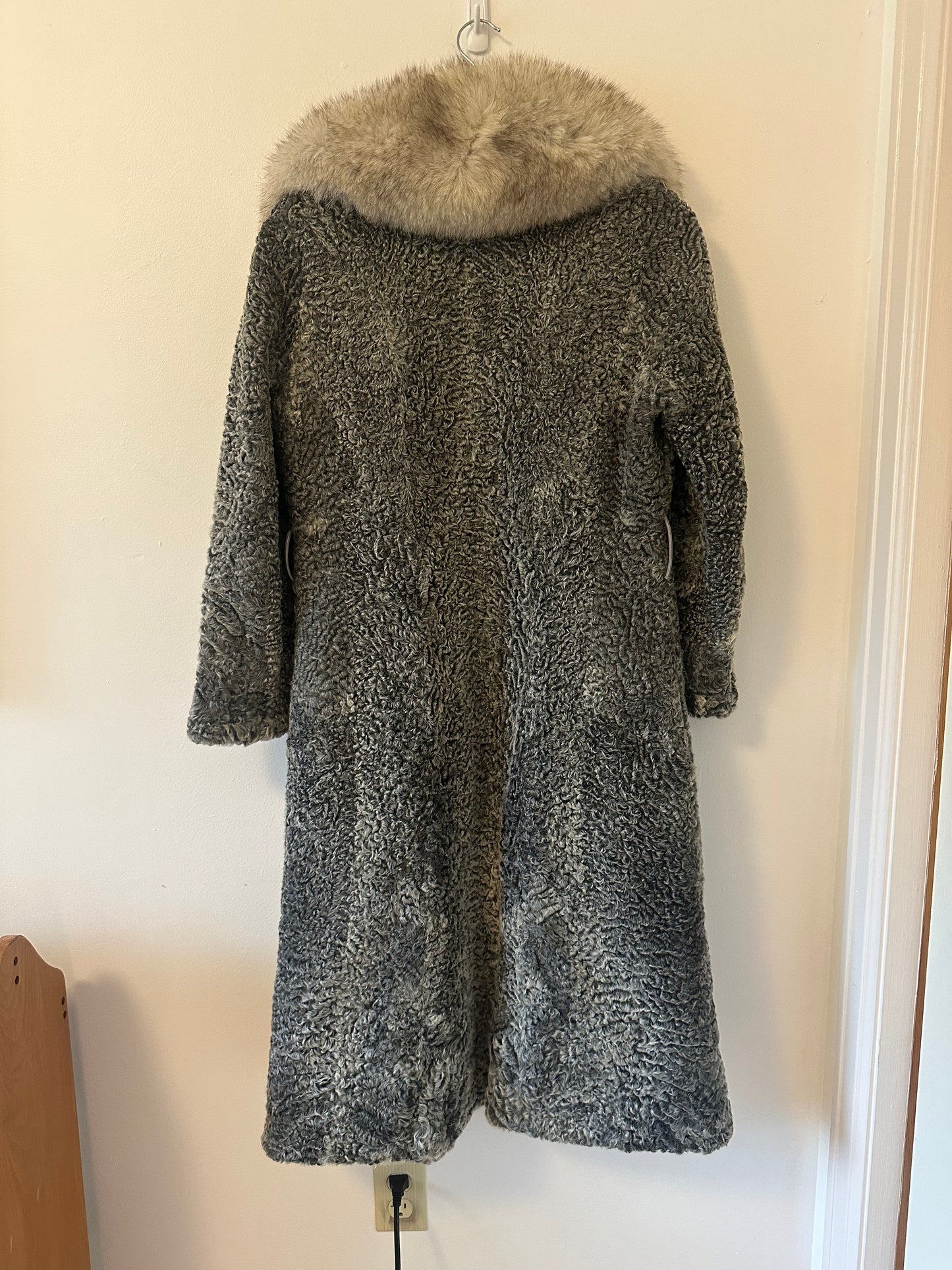 Vintage Gray Lamb and Mink Fur Women's Coat