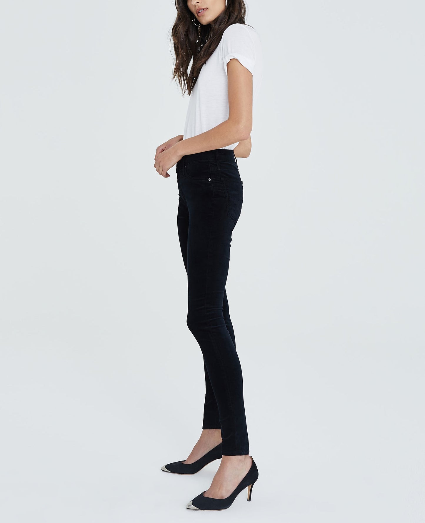 AG Women's Farrah High-Rise Velvet Skinny Jeans in Black - Size 30