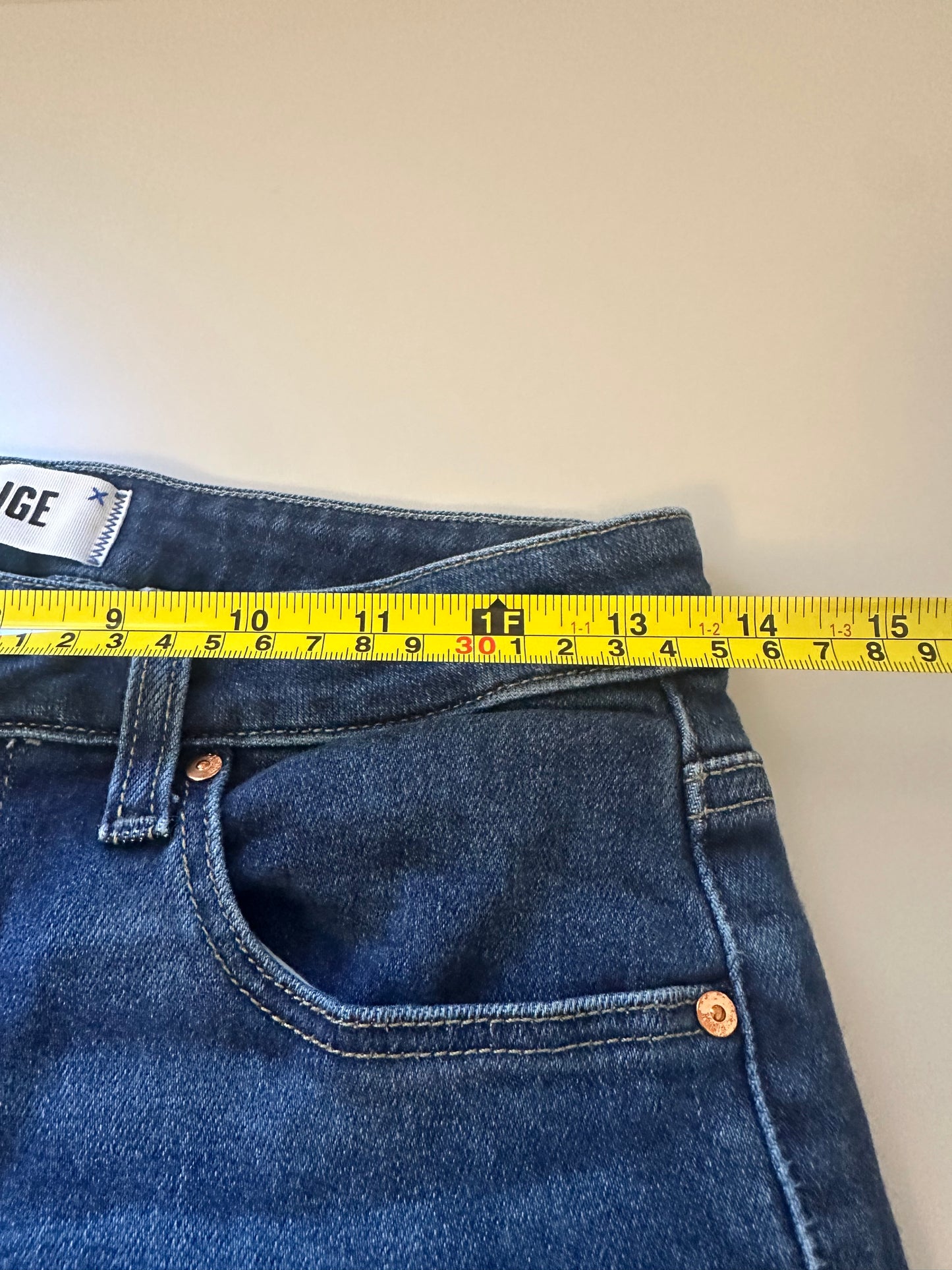PAIGE High Rise Gemma Dark Blue Skinny Jeans | Size 28