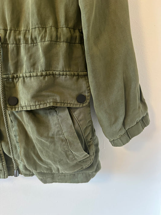 Sanctuary Olive Green Hooded Utility Jacket | Size Small