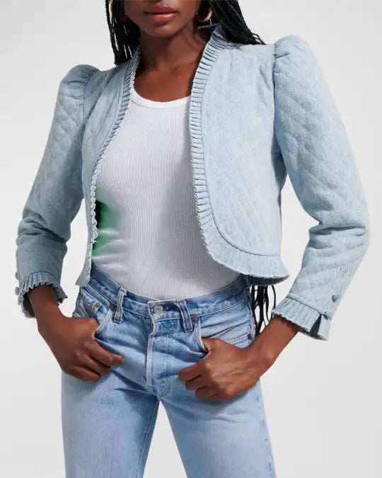 Love The Label Adrienne Quilted Open-Front Cropped Jacket | Size Medium