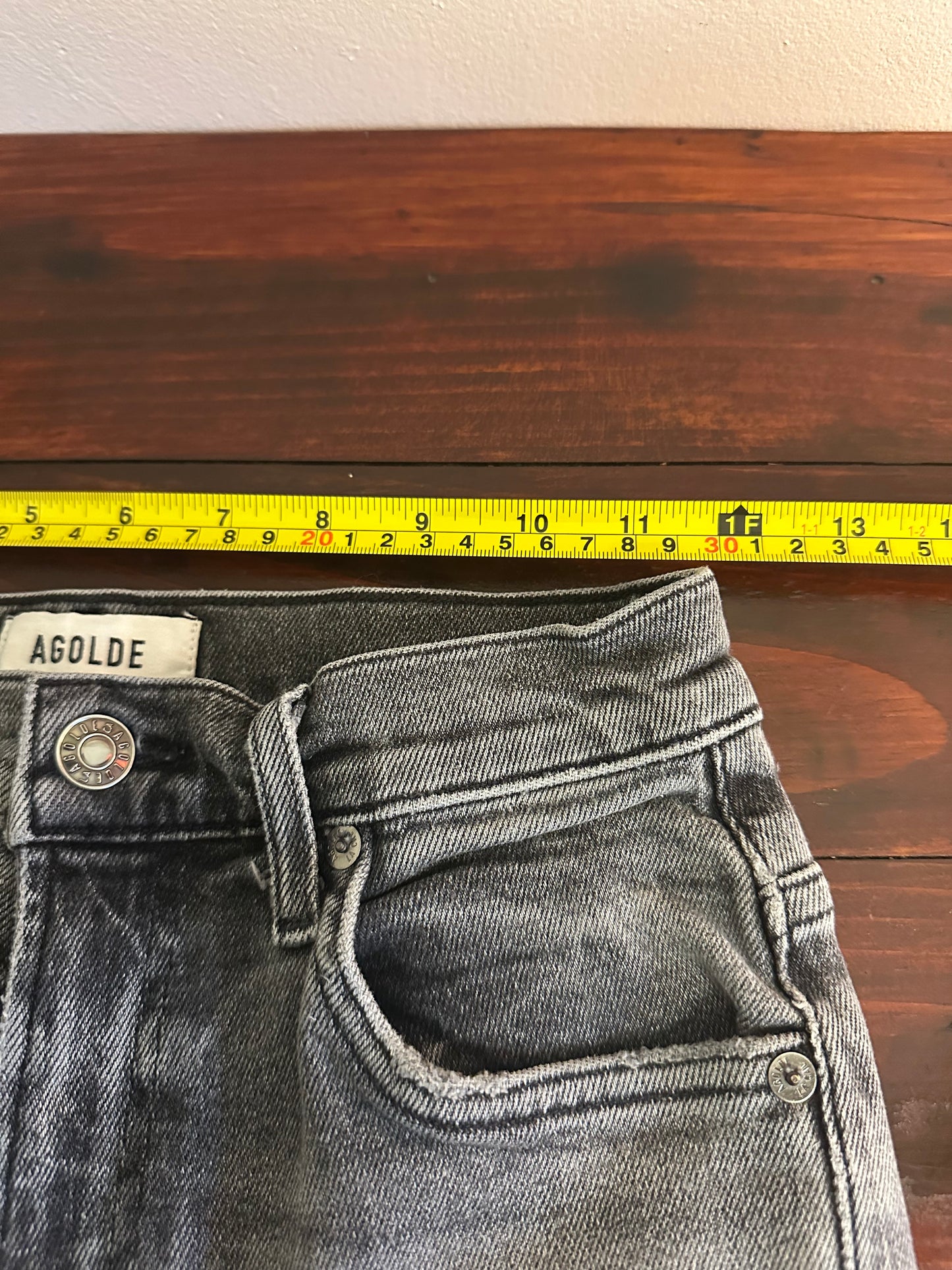 Agolde Pinch Waist High Rise Charcoal Skinny Jeans in Interlude - Size 24
