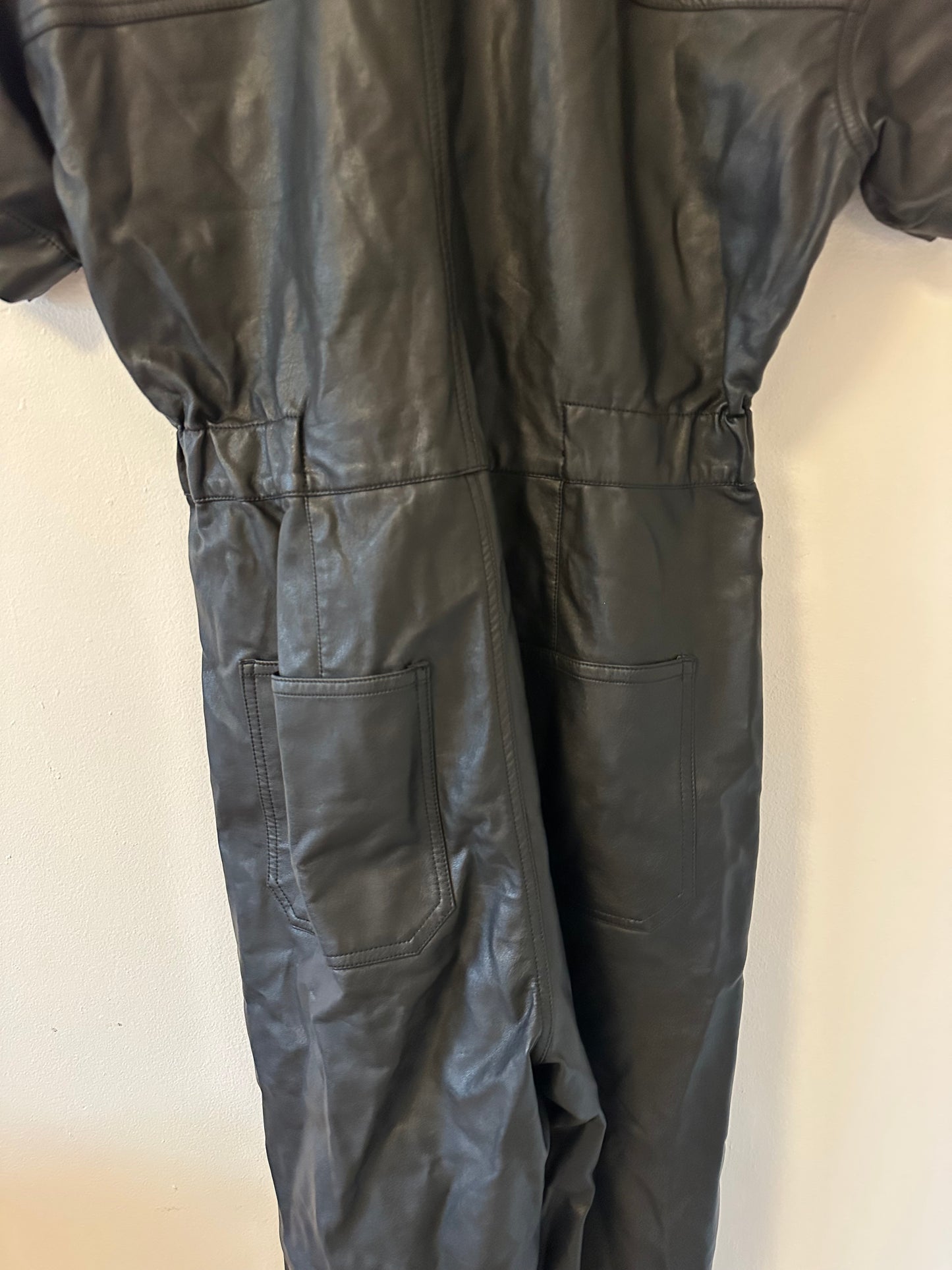 NWT Free People Liaison Black Faux Leather Jumpsuit | Size Small