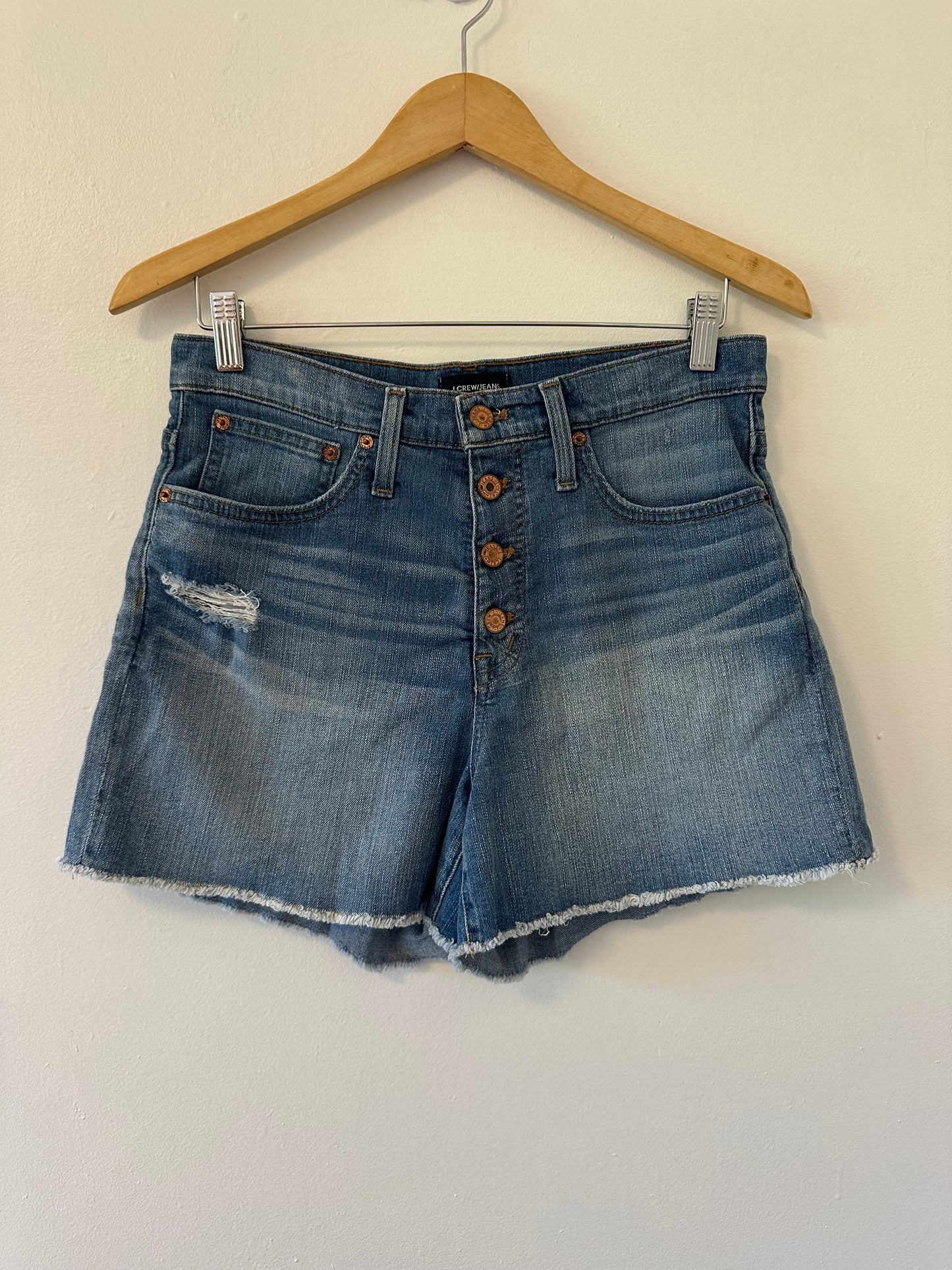 J. Crew Denim Button-Fly High Rise Cutoff Shorts - Size 27