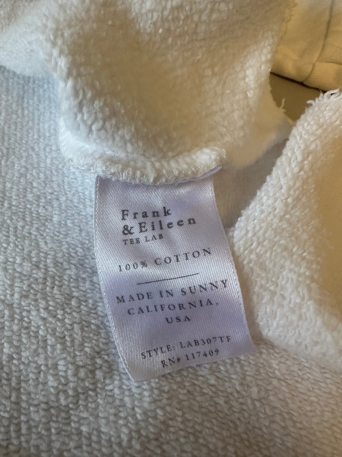 Frank & Eileen Anna Long Sleeve Capelet White Sweatshirt | Size Large