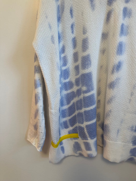 Lisa Todd To Dye For Perforated Tie Dye Cotton V-Neck Sweater | Size XL