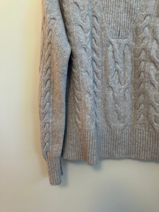 J. Crew Cable Knit Half Zip Heathered Sweater | Size Small