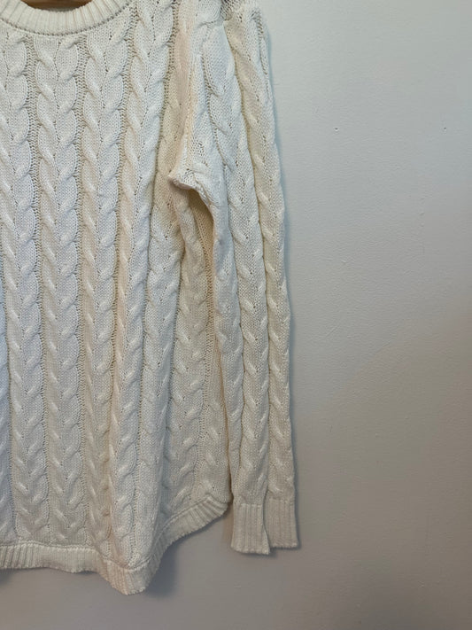 Sail to Sable Cable Knit Ivory Tunic Sweater | Size Small