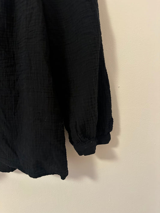 Madewell Cotton Gauze 3/4 Length Sleeve Blouse in Black | Size XS