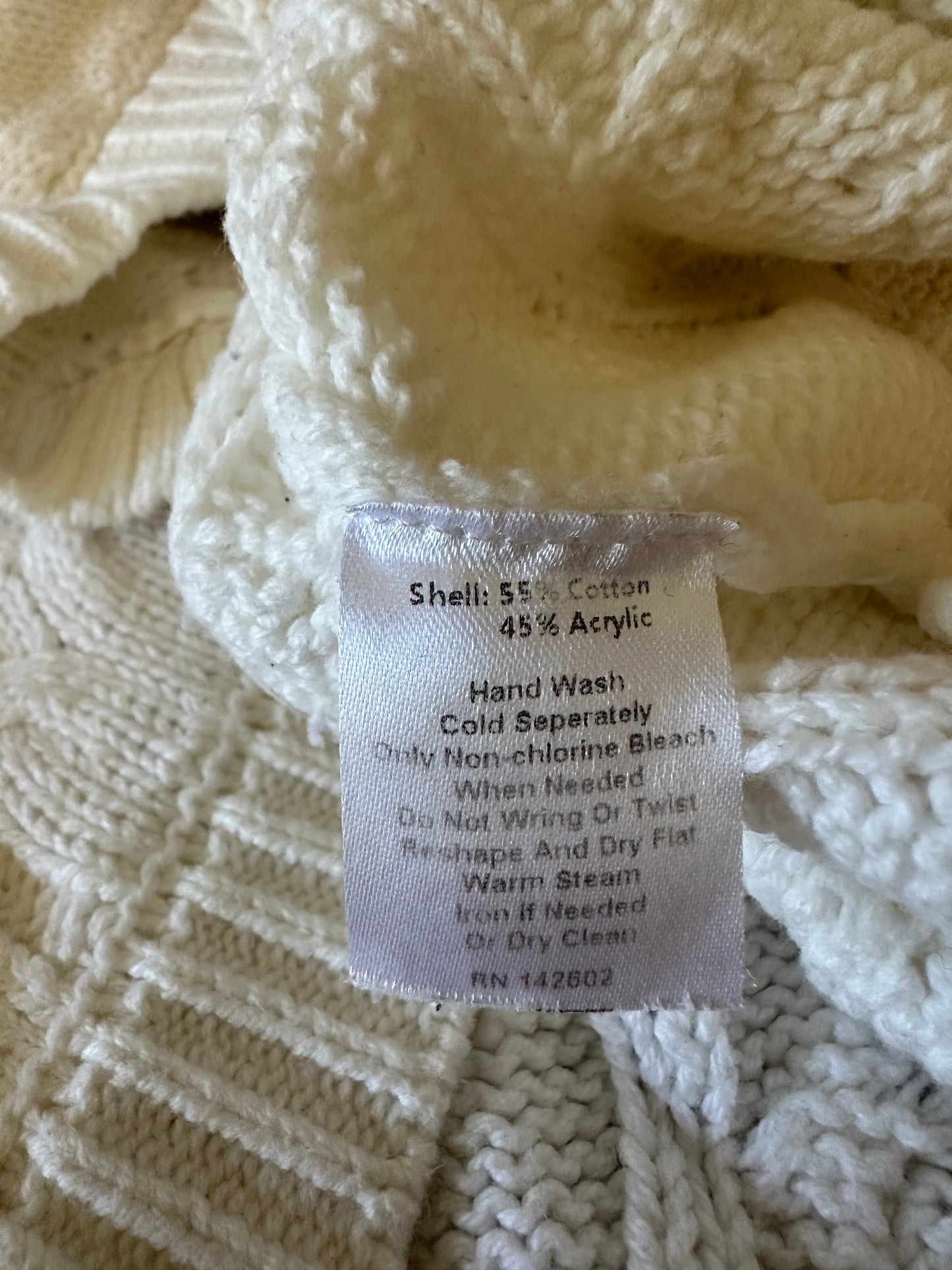 Sail to Sable Cable Knit Ivory Tunic Sweater | Size Small