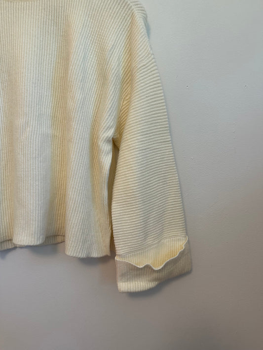 Mod Ref Cream Ribbed Mock Neck Oversized Sweater | Size Medium