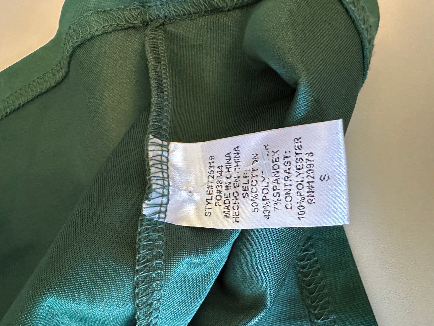 Entro Puff Sleeve Polo Shirt in Green with Striped Collar | Size Small