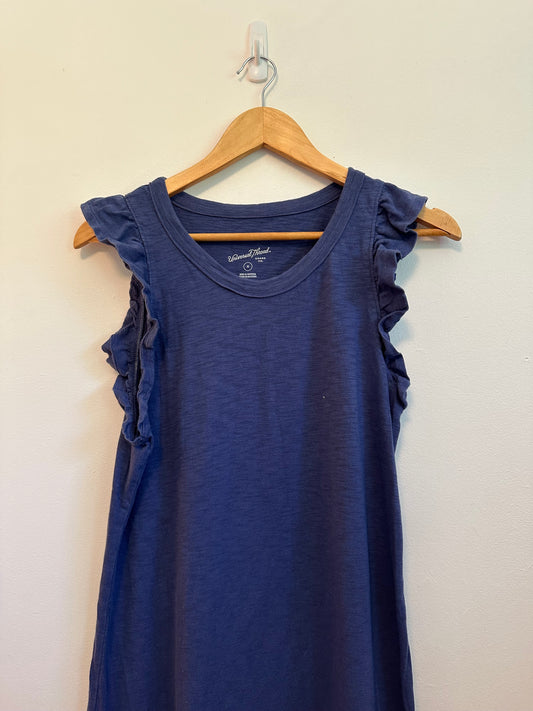 Thread & Supply Cotton Ruffle Sleeve Midi Dress in Purple | Size Medium