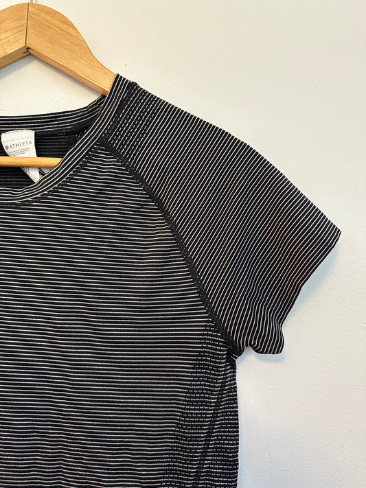 Athleta Momentum Seamless Short Sleeve Striped Running Top | Size Medium