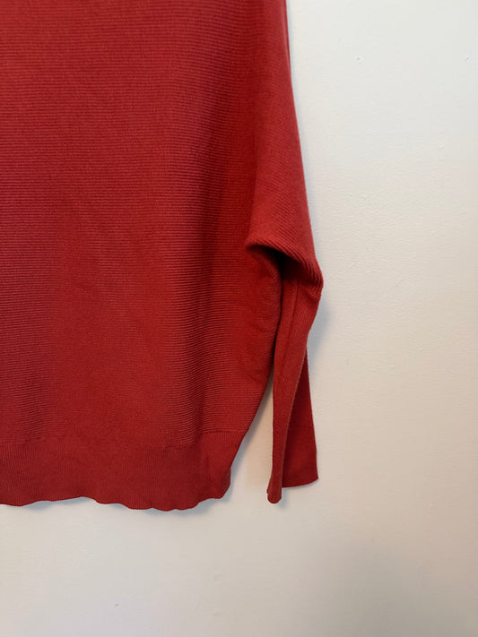 Blue Ivy Burnt Orange Oversized Ribbed Turtleneck Pullover | Size S/M