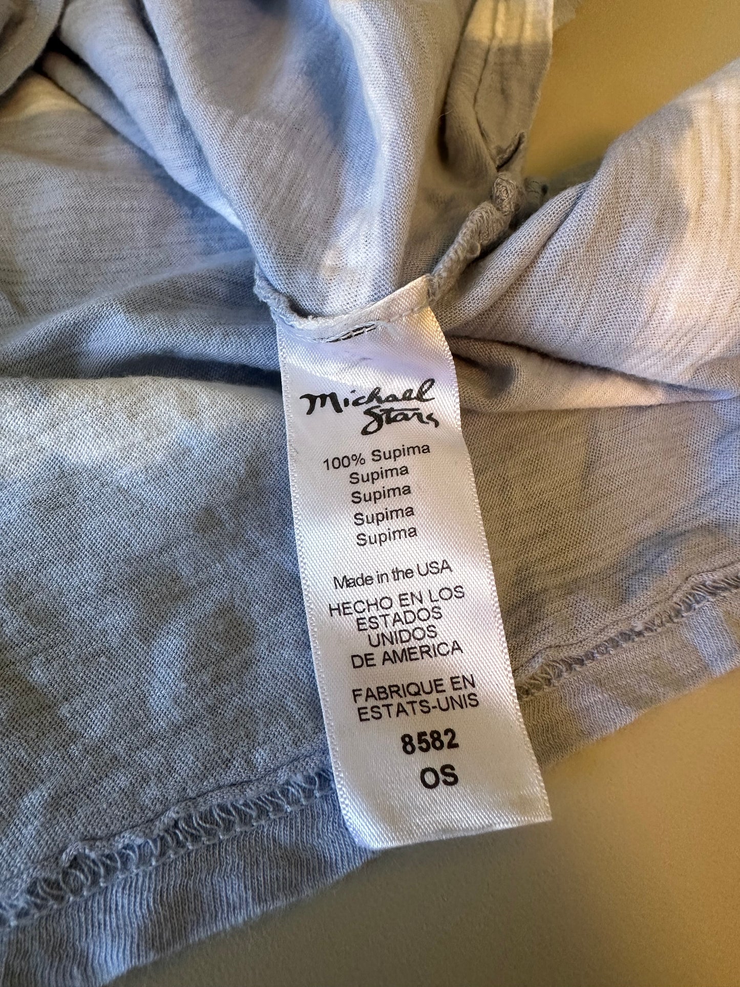 Michael Stars Tie Dye Blue and White Stripe V-Neck Short Sleeve T-Shirt