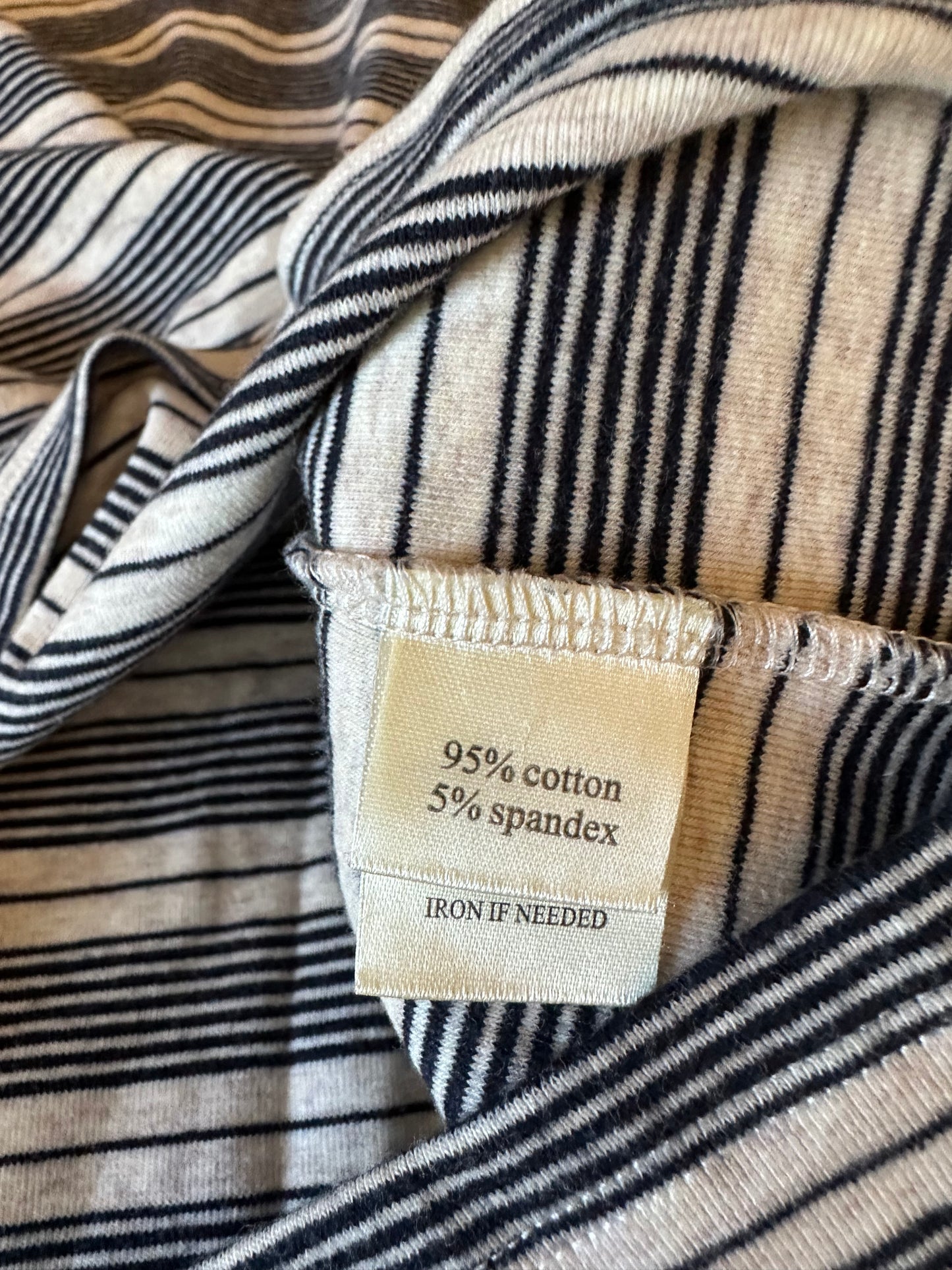 Dylan Navy Blue and White Striped Long Sleeve Cotton Crewneck Top | Size Small
