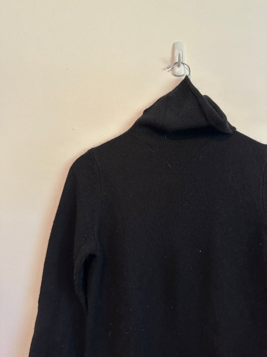 Oats Cashmere by Debra Hayburn Black 100% Cashmere Turtleneck Sweater | Medium
