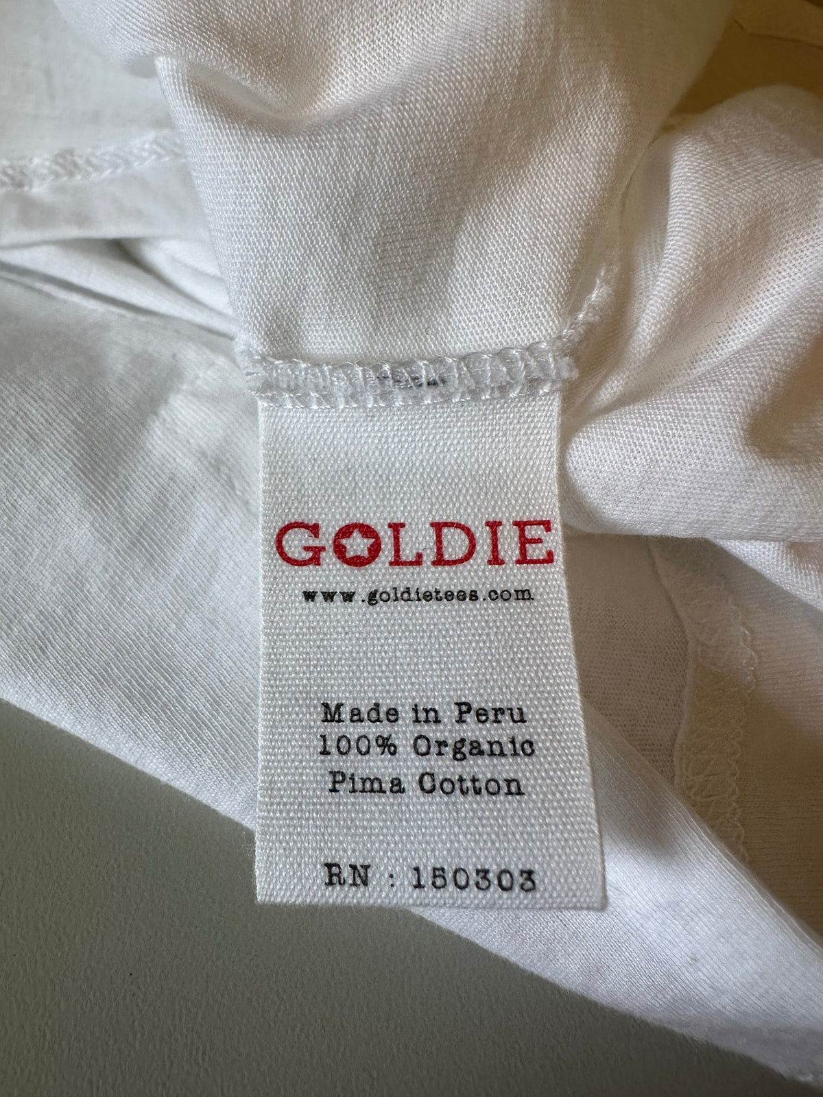 Goldie Lewinter White Organic Pima Cotton Button Down Shirt | Size Small