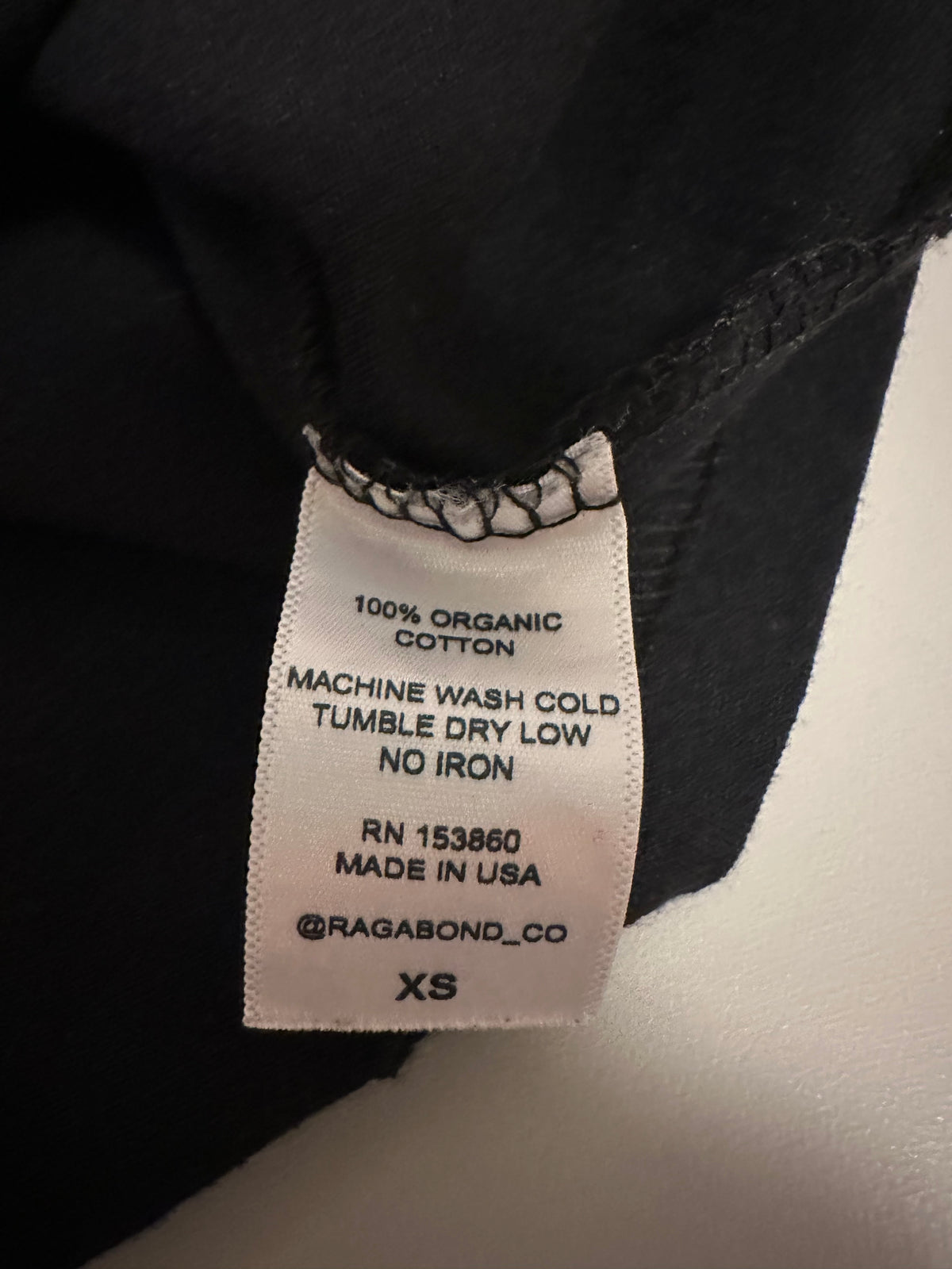 Ragabond Studio Black Organic Cotton Rose Graphic Long Sleeve Tee | Size XS