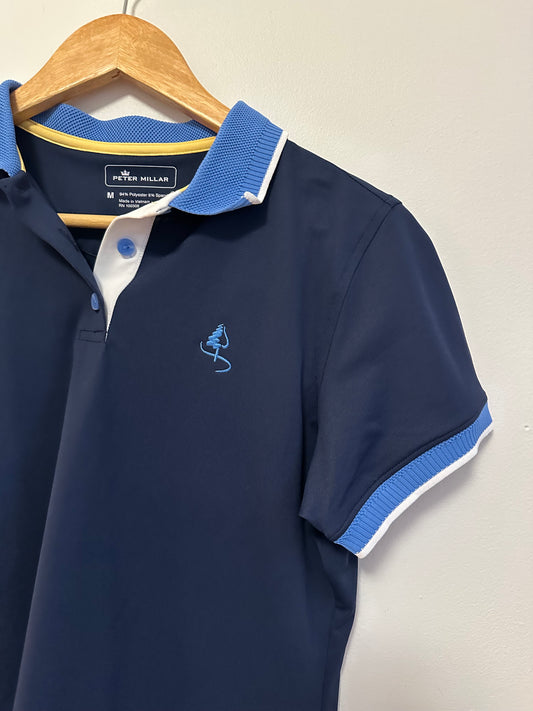 NWT Peter Millar Burlington Country Club Performance Polo in Navy Blue | Size Medium