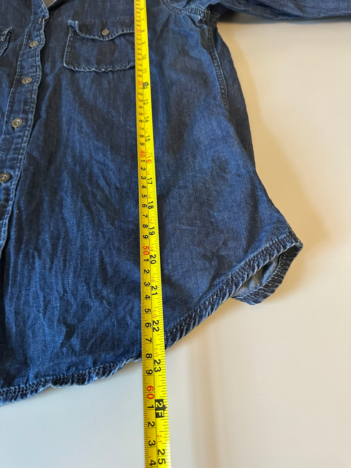 Banana Republic Soft Wash Denim Button Down Shirt in Dark Blue | Size XS