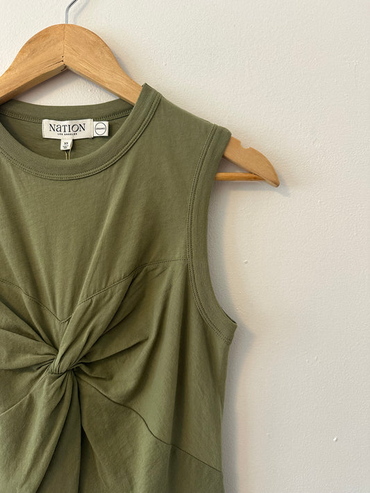 NWT Nation Los Angeles Neve Twist Front Tank Top in Matcha Green | Size XS
