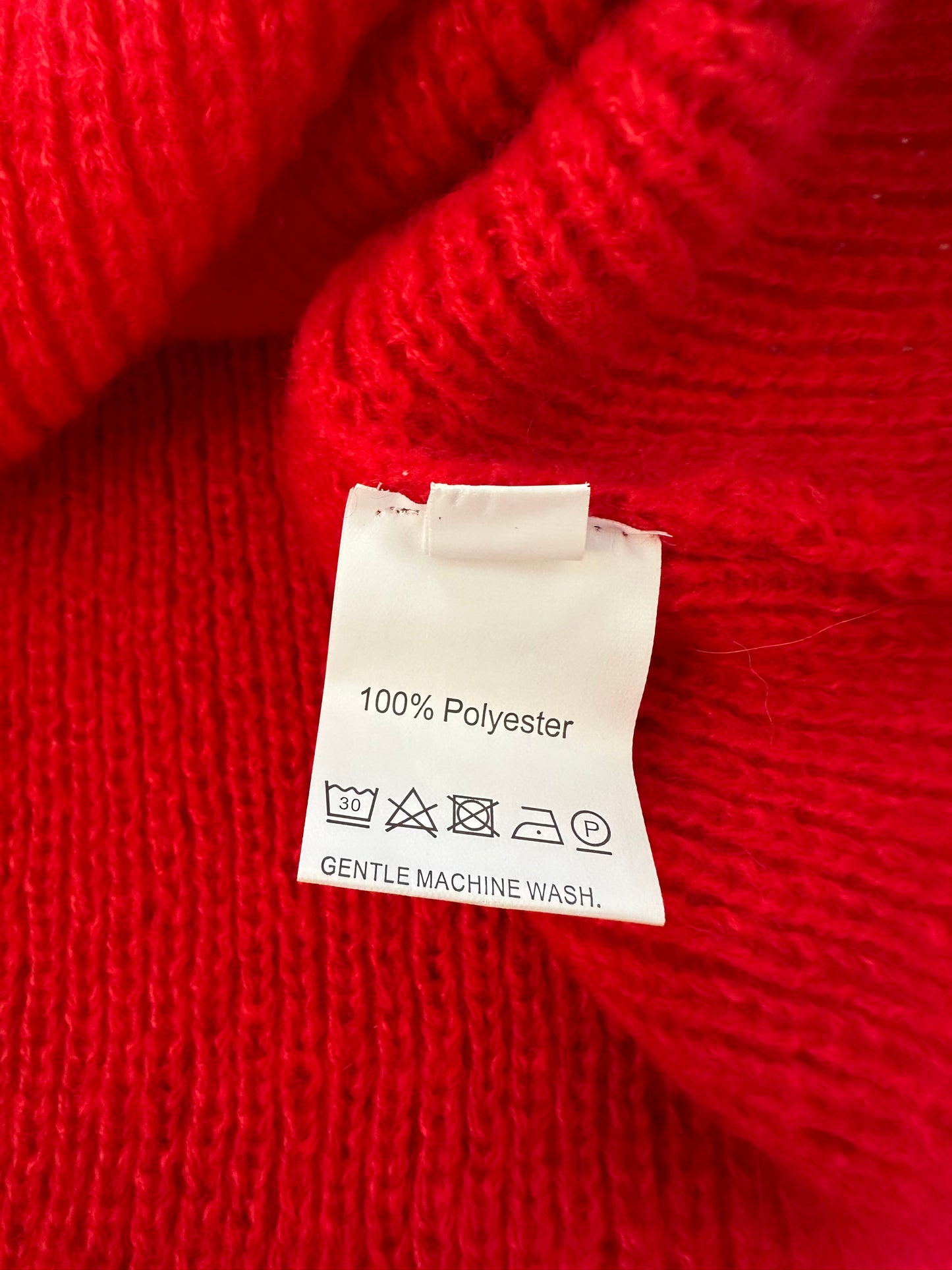 Unbranded Red Cowl Neck Oversized Soft Sweater | Size Small