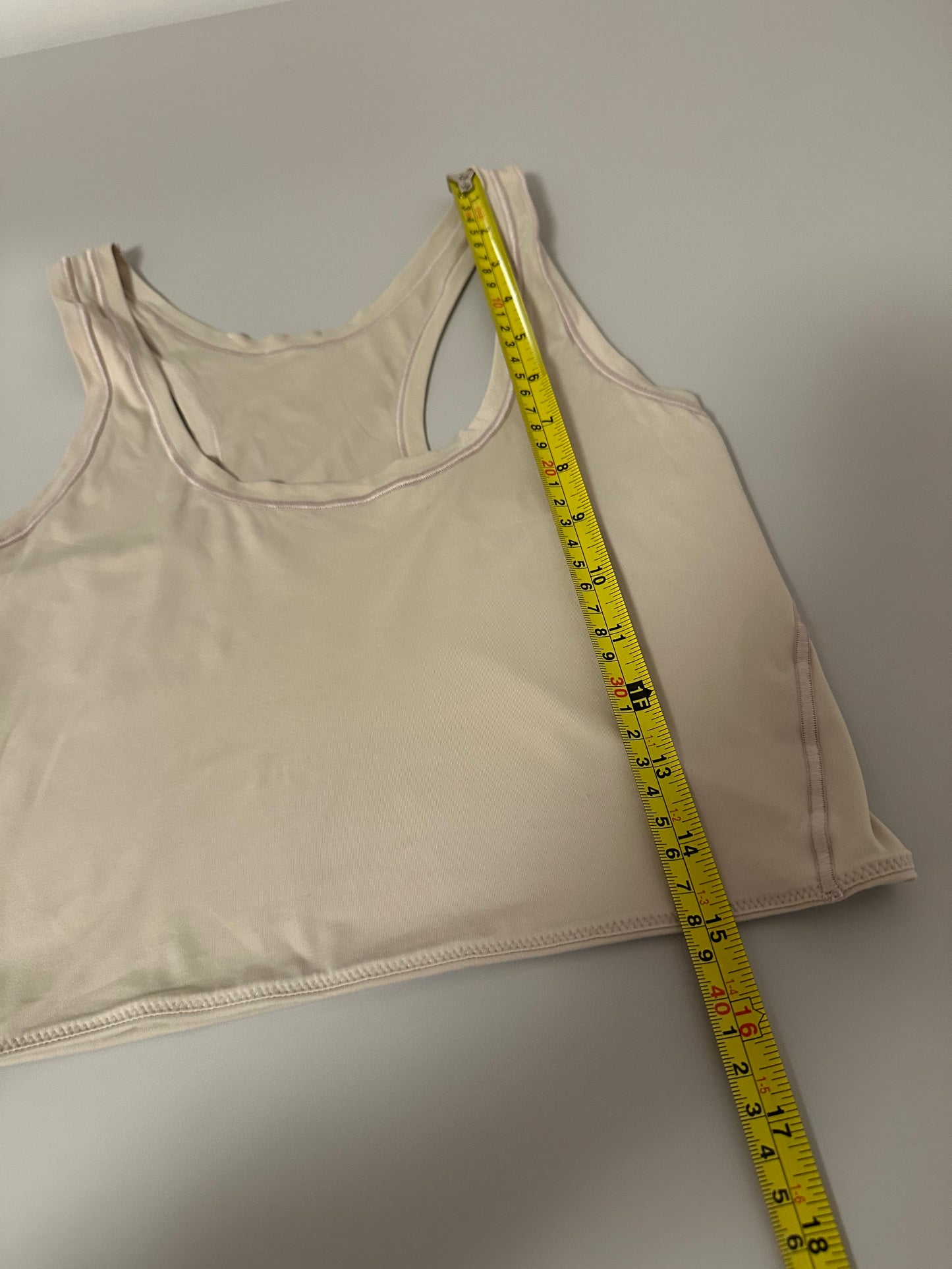 Tan Cropped Lightweight Racerback Tank Top with Seams
