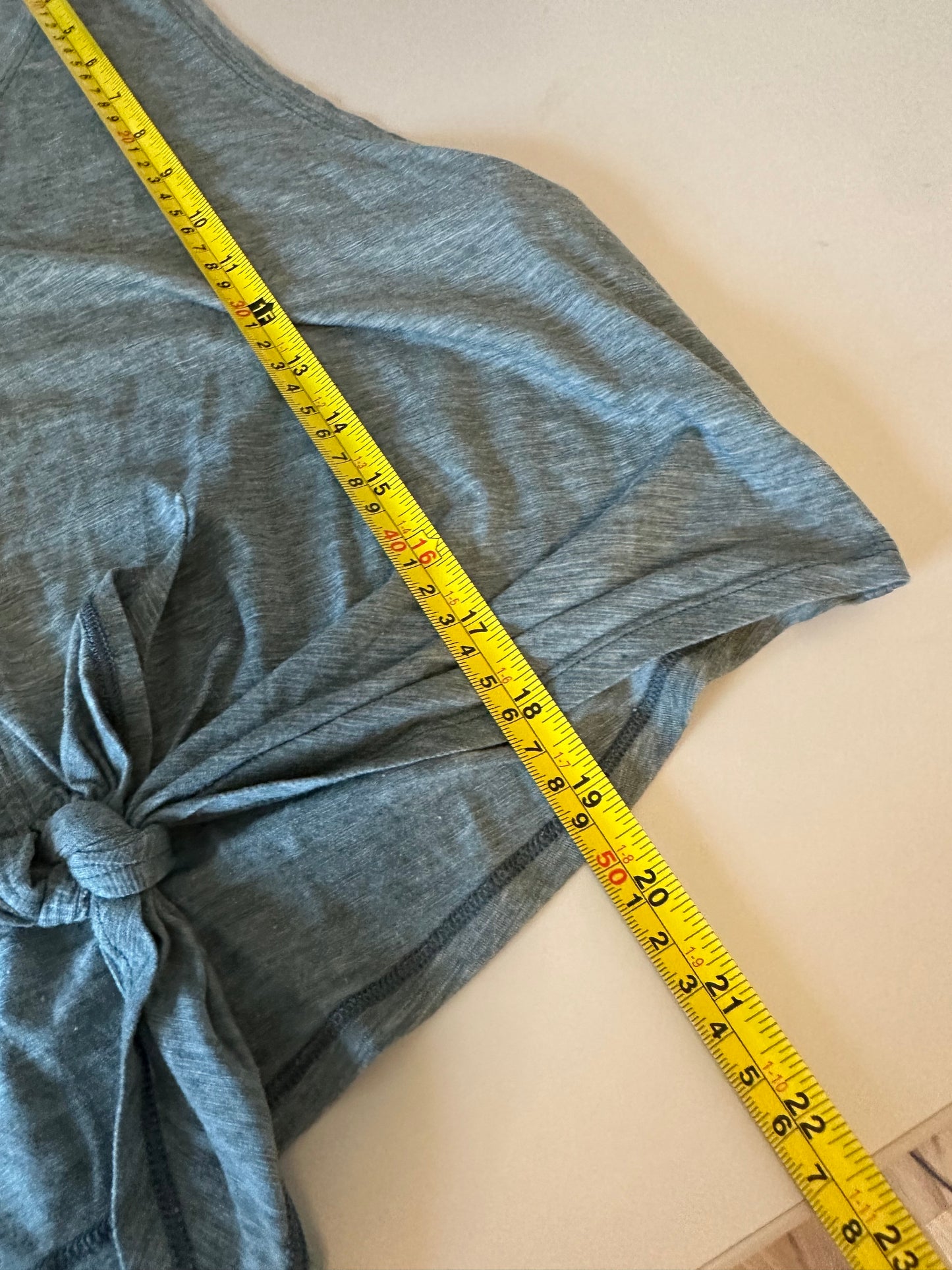 Lululemon Heathered Teal Front Tie Knot V-Neck Sleeveless Tank Top