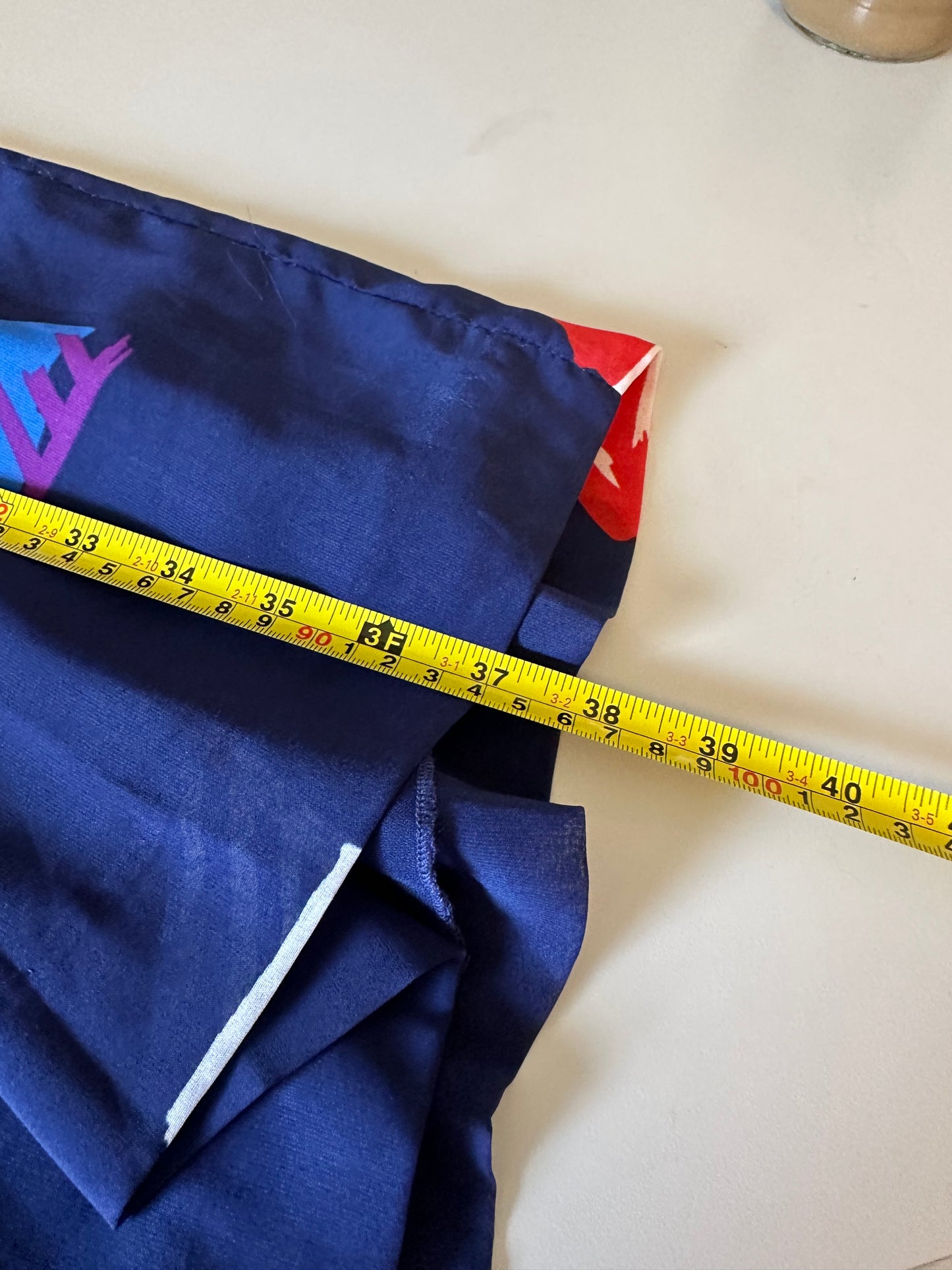 BB Dakota Navy Blue Abstract Geometric Smocked Empire Waist V-Neck Dress | Size Small