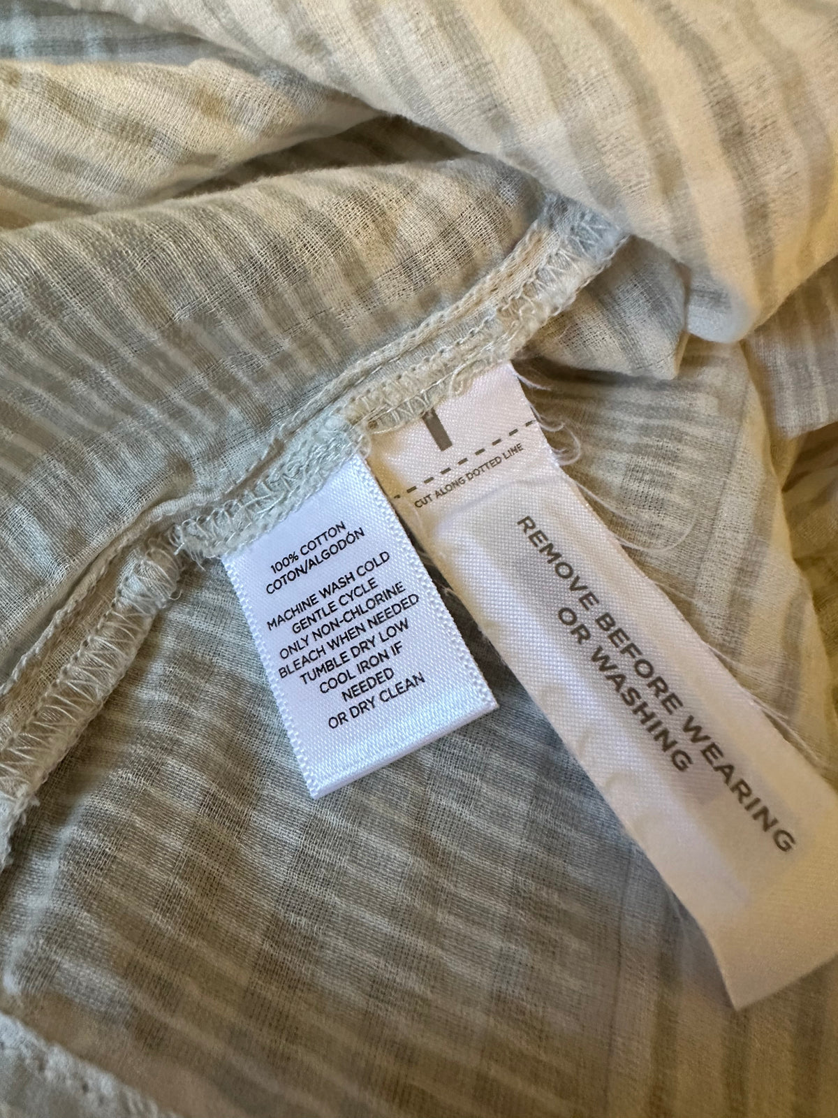 Lou & Grey Gray and White Striped Cold Shoulder Cotton Gauze Top | Size Medium