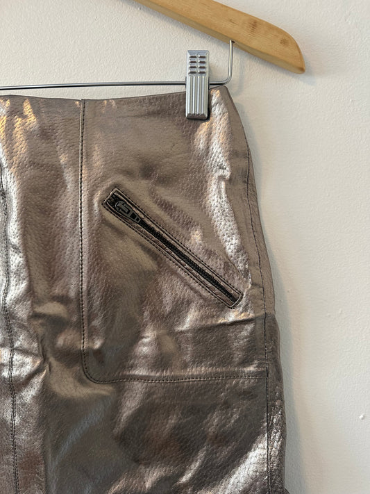Blank NYC Bronze Metallic Leather Mini Skirt | Size 25