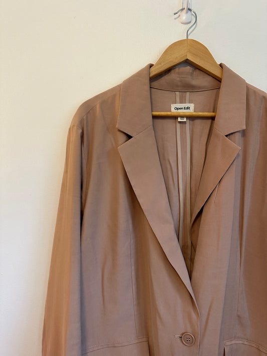 Open Edit Oversized Single Button Blazer in Tan | Size Large