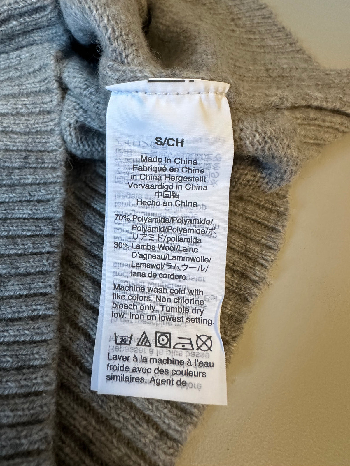 J. Crew Gray Lambswool Blend Rhinestone Shoulder Button Sweater | Size Small